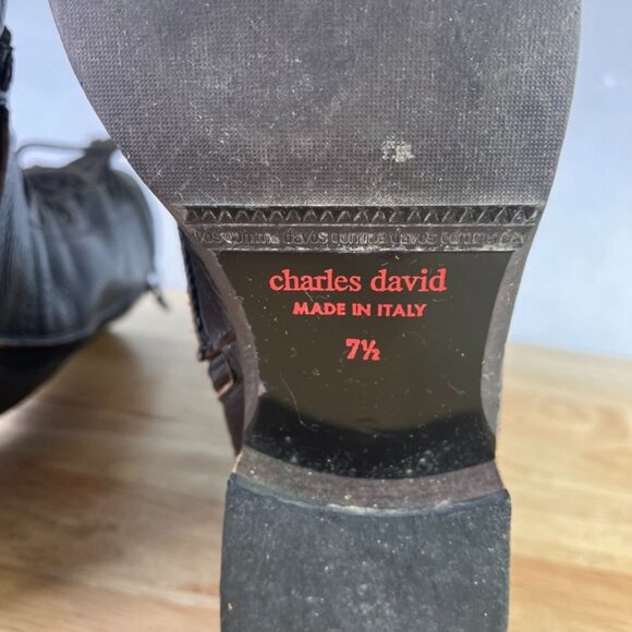 Charles David Regiment Zip & Lace Up Brown Military Combat Leather Boots Italy - Picture 6 of 15